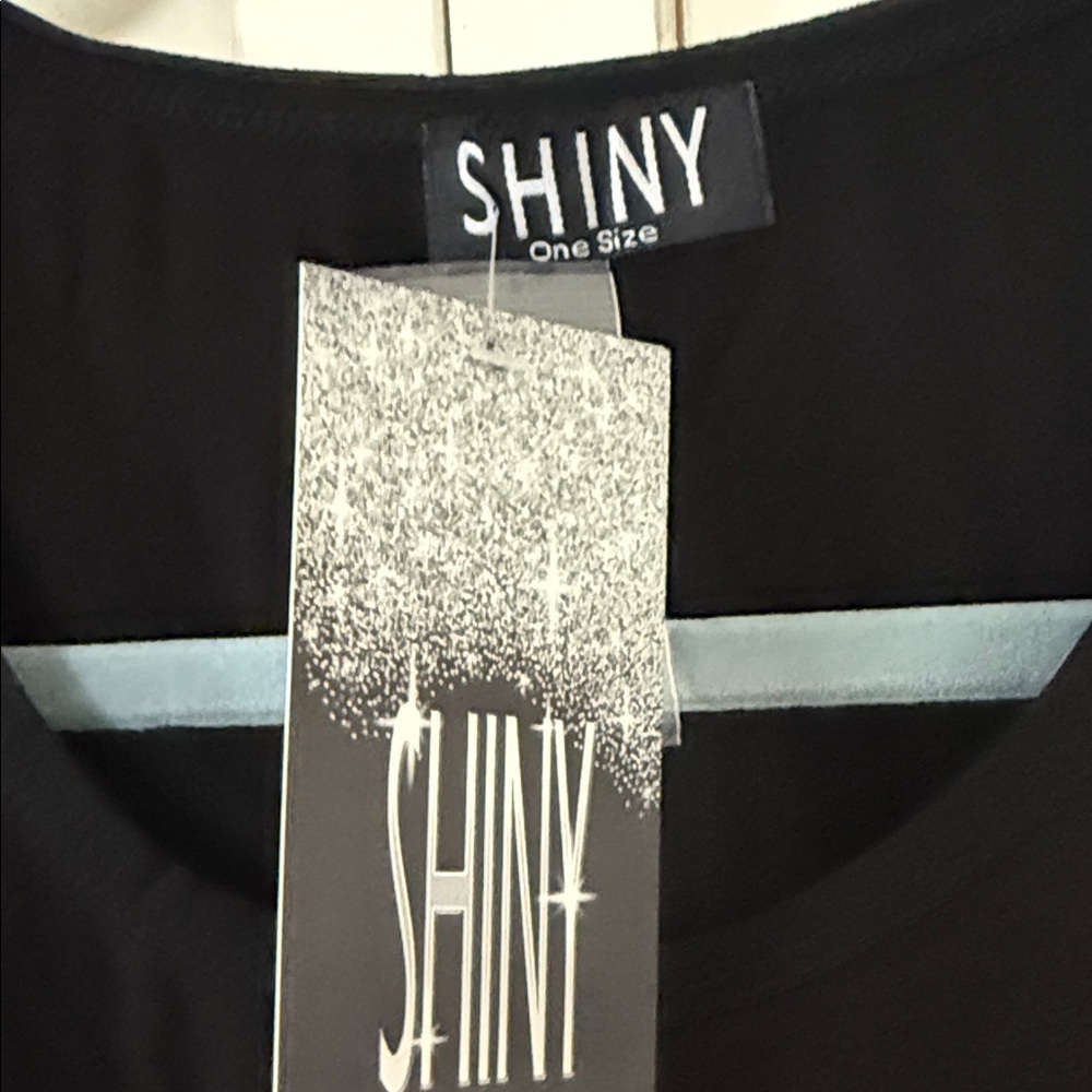 Shiny Black Tank Top with Silver Cross Design - Picture 6 of 7